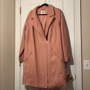Light Pink Wool Moto Pea Coat Old Navy 4x